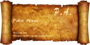 Pahr Anna névjegykártya